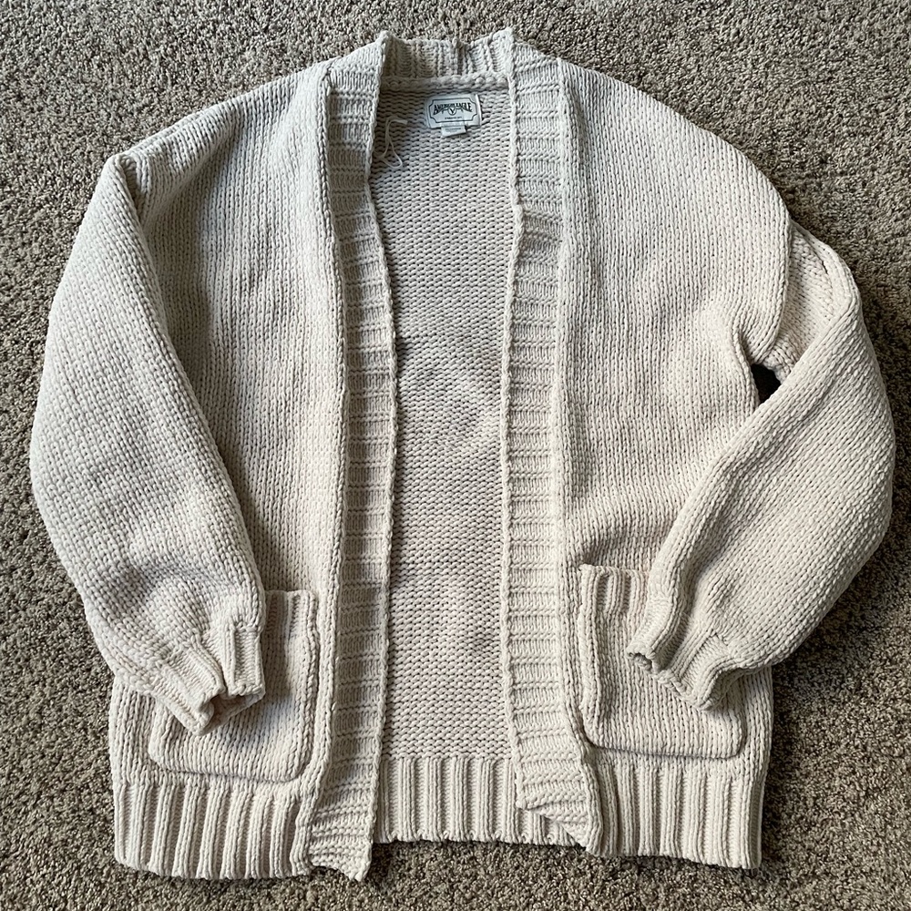 American Eagle Outfitters Cream Knit Cardigan